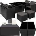 tectake Gartenmöbel-Set, Aluminium,Polyethylen, Polyester, Polyurethan, Glas, Schwarz/Grau