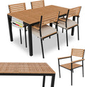 Gartenmöbel-Set Juskys, Natur/Schwarz, Gartengarnitur, Akazienholz Gartengarnitur Rhodos - Tisch