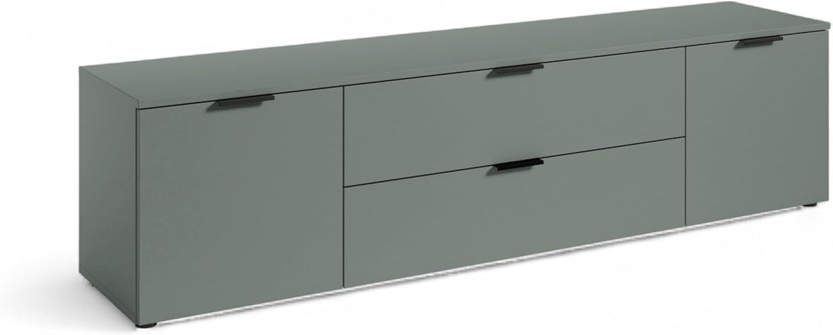 Stella Trading Sideboard, 180 x 47 x 40 cm, Salbeigrün, LINZ TV-Lowboard in Salbei - Moderner Fernsehschrank