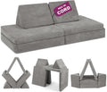 Sofa Linodino, Grau, ® Spielsofa Cord, Kindersofa aus Schaumstoff Bausteine - Spielsofa für Kinder, Kindercouch