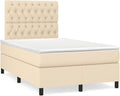 Hoopleep Boxspringbett, 120x190 cm, Stoff (100 % Polyester), Sperrholz, Holzwerkstoff, massives Kiefernholz, Creme