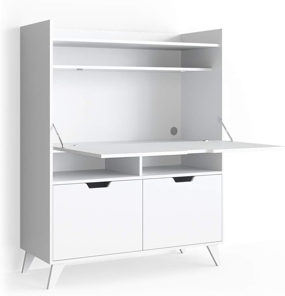 Vicco Schreibtisch, 110 x 45 cm, Der PC Tisch besteht aus pflegeleichter Spanplatte 16 mm, mit einer Melaminharzbeschichtung, Weiss