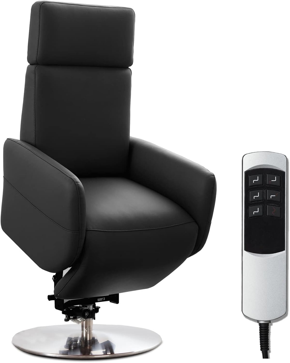CAVADORE Relaxsessel, 130 kg, Schwarz, TV-Sessel Cobra mit 2 E-Motoren und Aufstehhilfe /, Liegefunktion / bis / S: 71 x 108 x 82 / Echtleder