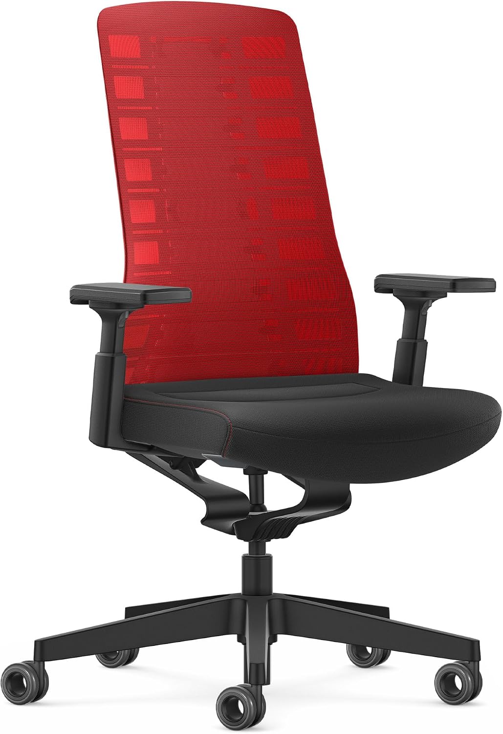 Interstuhl Schreibtisch, Rot/Schwarz, Bürostuhl Pure Active Edition - Der Bürostuhl der Sich, Schwarz)