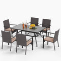 MFSTUDIO Gartenmöbel-Set, 5 cm, Grau/Beige, Rattan Gartenmöbel Set, Terassenmöbel Aussen, Rechteckiger Gartentisch mit Verstellbarem Schirmloch(4- )