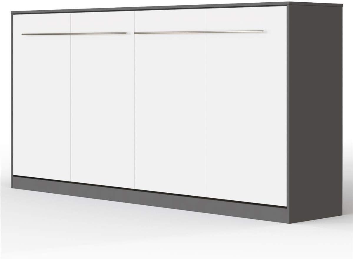 SMARTBett Bett, Anthrazit/Weiss, Schrankbett Standard Anthrazit/Weiss 90 Horizontal