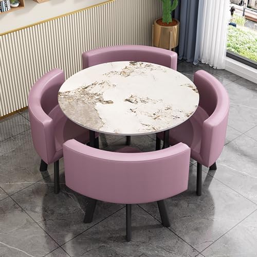 Generisch Esstisch, Rosa/Weiss/Grau, Modernes graues -Set für 4, komplett mit Stühlen, Couchtisch- und Stuhlkombination