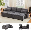 Bladez Sofa, 150 kg, Grau, U-förmiges Ecksofa Cord Schlafsofa mit ausziehbares, Modern 4-Sitzer couch mit Stauraum Getränkehalter