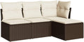 Sofa vidaXL, Braun/Beige, Garten Sofagarnitur mit Kissen 4-TLG., Gartenmöbel Gartengarnitur, Sitzgruppe Sitzgarnitur
