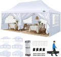 COBIZI Pavillon, Weiss, Faltpavillon 3X6, 3x6m Wasserdicht Stabil Winterfest, Faltbar Partyzelt mit 6 Seitenwänden & 4 Sandsack Pop up