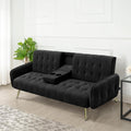 Sofa HTI living, Schwarz, mit Knopfsteppung Schlafsofa Zweisitzer klappbare