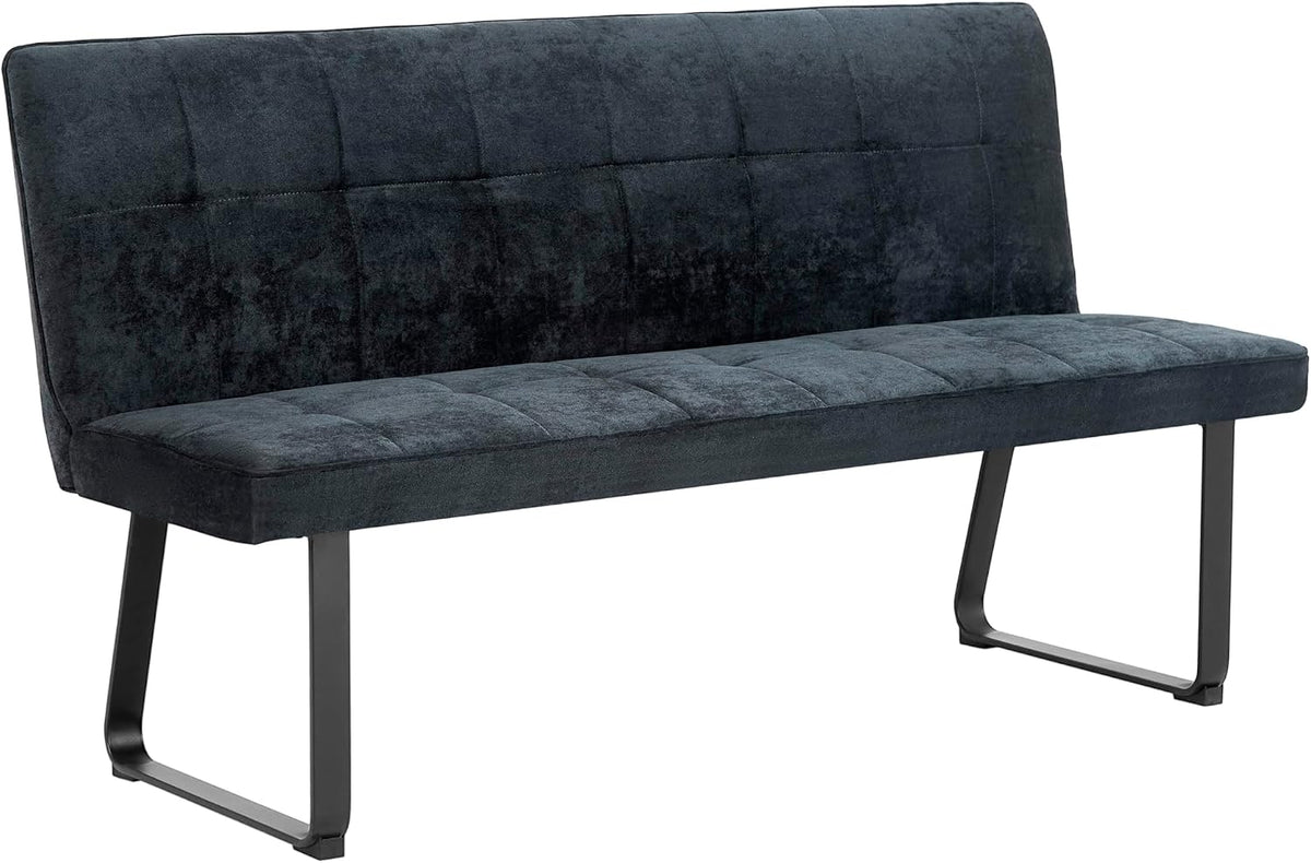 byLIVING Sitzbank, 160 x 92 x 59 cm, 160 cm, Dunkelgrau/Schwarz, Bank TALEA / gepolsterte / Webstoff-Bezug dunkelgrau /