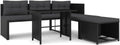 Sofa vidaXL, PE-Rattan + Glasplatte + pulverbeschichtetes Stahlgestell, Schwarz