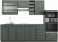 Vicco Küchenzeile, 280 cm, Grün/Anthrazit, Fame-Line, Grün-Gold Landhaus/Anthrazit, AP Anthrazit