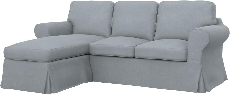 Sofa Soferia, Grau, Sofabezug L Form Kompatibel Mit Ektorp 2er- Mit Recamiere