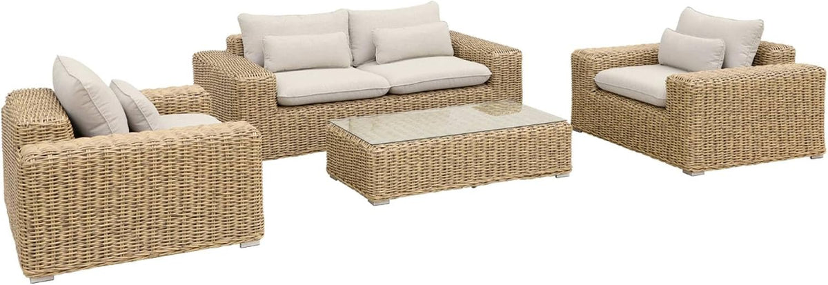 Gartenmöbel-Set sweeek, Beige, Alice's Garden - Gartenloungeset XXL für 4 Personen -, Kissen