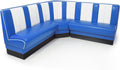 möbelland24 Sitzbank, 78x78 cm, 122 cm, Blau/Weiss, American Diner Eckbank Blau Set Viber 2X + Eckbank Retro