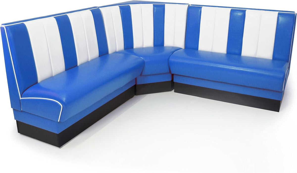 möbelland24 Sitzbank, 78x78 cm, 122 cm, Blau/Weiss, American Diner Eckbank Blau Set Viber 2X + Eckbank Retro