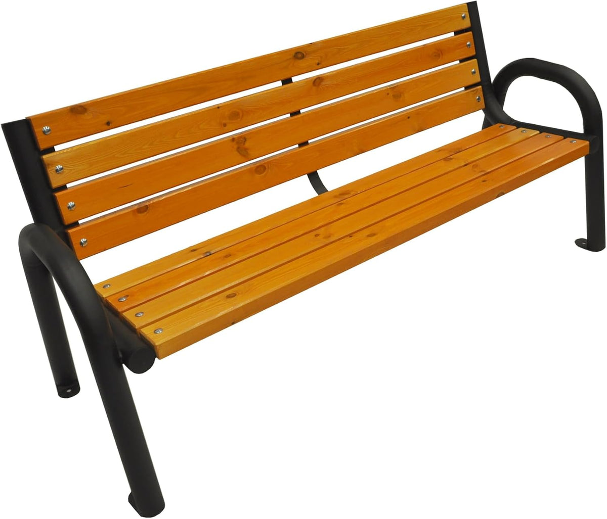 Primario Grande Sitzbank, 150 cm, 350 kg, Braun/Schwarz, Gartenbank, Parkbank Holz - Gartenmöbel, Outdoor Bank mit Tragfähigkeit - Wetterfeste