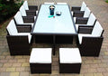 Gartenmöbel-Set Ragnarök-Möbeldesign, Braun/Weiss, PolyRattan Essgruppe - Deutscher Hersteller - 8 Jahre