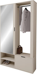 Mirjan24 Schuhschrank, Beige, Garderoben-Set Raldento mit Spiegel, Kleiderstange, und Fächer, Wandgarderobe, Flurgarderobe