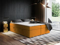 Godre Boxspringbett, Massiver Holzrahmen, Bezug aus strapazierfähigem Polsterstoff, Gelb