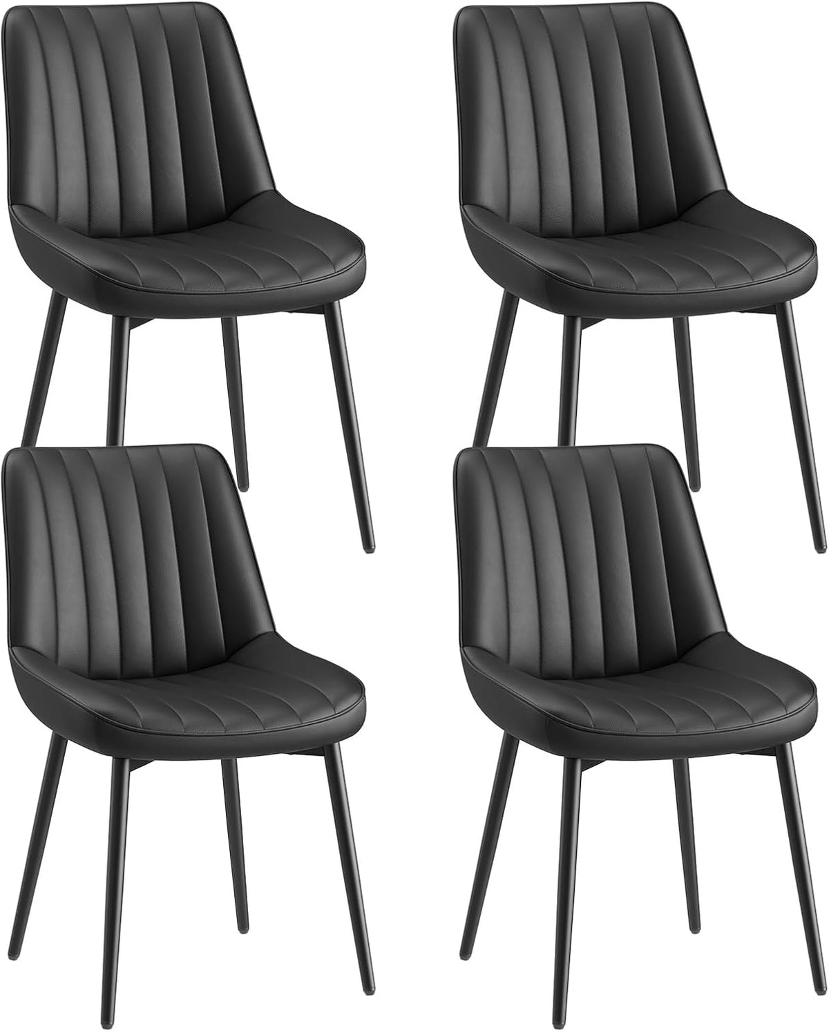 COLAMY Esstisch, Schwarz, Esszimmerstühle 4er Set aus technischem Stoff, Gepolsterte Stühle für Esszimmer & Küche mit Metallbeinen