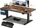 Homall Schreibtisch, 160x80 cm, Braun/Schwarz, Höhenverstellbarer mit USB-A Ladeanschluss, Elektrischer mit Kabel Management Tray