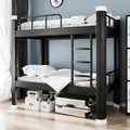 Heliosrider Bettrahmen, 100x200 cm, Schwarz, Hochbett 100x200 Bettgestell Metallbett Doppelstockbett