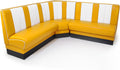 möbelland24 Sitzbank, 78x78 cm, 122 cm, Gelb/Weiss, American Diner Eckbank Gelb, Set Viber: 2X + Eckbank