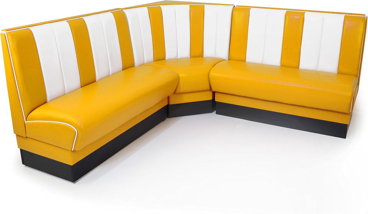 möbelland24 Sitzbank, 78x78 cm, 122 cm, Gelb/Weiss, American Diner Eckbank Gelb, Set Viber: 2X + Eckbank