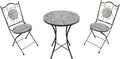 Gartenmöbel-Set AXI, Sandbeige/Schwarz, Amélie Bistroset 3-teilig mit Mosaik Design Sandbeige, Bistrotisch mit 2 Stühlen