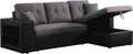 habitat et jardin Sofa, Leinen - 240 g/M²., Schwarz/Grau, Ecksofa reversibel mit Schlaffunktion Axel - 3-Sitzer