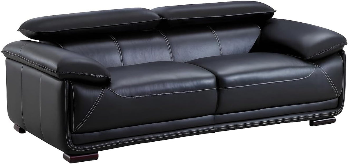 Vente-unique Sofa, Schwarz, Sofas mit 3 SitzplÃ Â ÂÂ Ã Â ÂÂ tzen, Leder