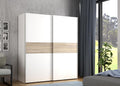 Kleiderschrank Forte, 190,5 cm, 170 cm, 61 cm, Weiss/Sonoma Eiche, LONGLINE Schrank 170, Schwebetürenschrank modern