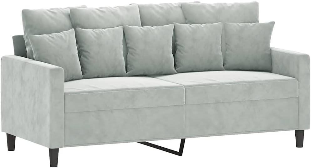 Sofa vidaXL, Samt (100 % Polyester), Metall, Textilene, Hellgrau, Wohnzimmersofa
