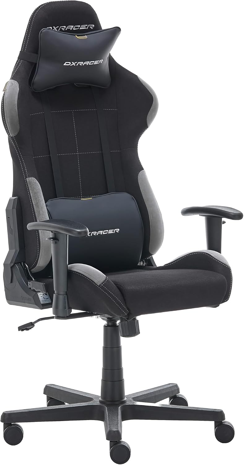DXRacer Schreibtisch, Schwarz/Grau, 5.2 FD01 /NG -NEW- Gaming-/ Büro-/ Schreibtischstuhl, mit Wippfunktion Gaming Stuhl Höhenverstellbarer Drehstuhl