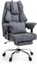 Sofa Asukale, 200 kg, Grau, Bürostuhl Ergonomisch Gaming Stuhl, Chefsessel mit Fussstütze, breites M-Sitzkissen mit -Komfort