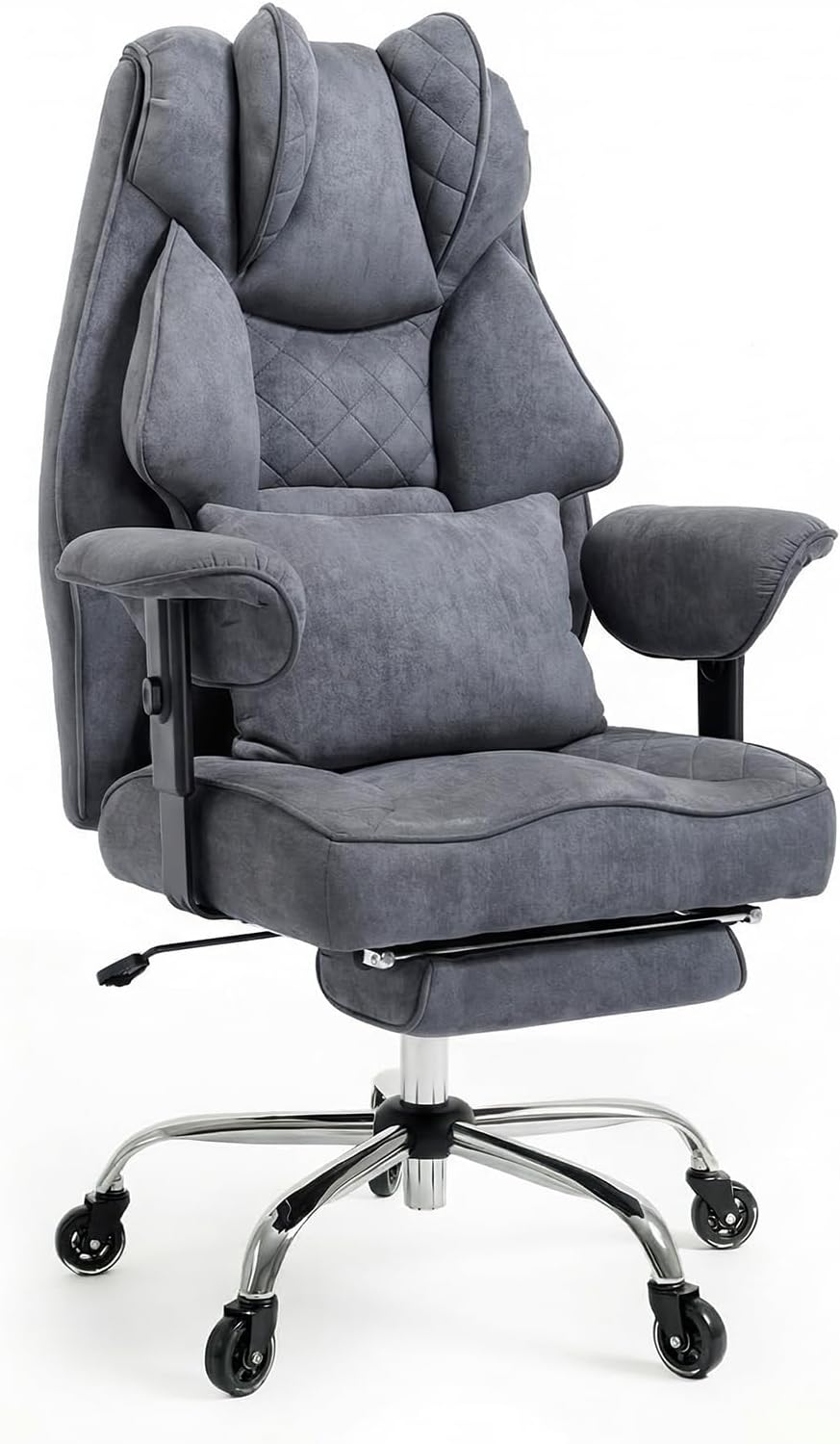 Sofa Asukale, 200 kg, Grau, Bürostuhl Ergonomisch Gaming Stuhl, Chefsessel mit Fussstütze, breites M-Sitzkissen mit -Komfort