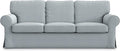 Sofa MASTERS OF COVERS, 218×88×88 cm, Rauchgrau, Sofabezug für IKEA Ektorp 3-Sitzer, Ersatzbezug aus Polyester Petite