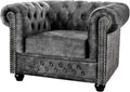 Riess Ambiente Beistelltisch, Grau, Barocker Sessel Chesterfield - - Samt Federkern-Polsterung