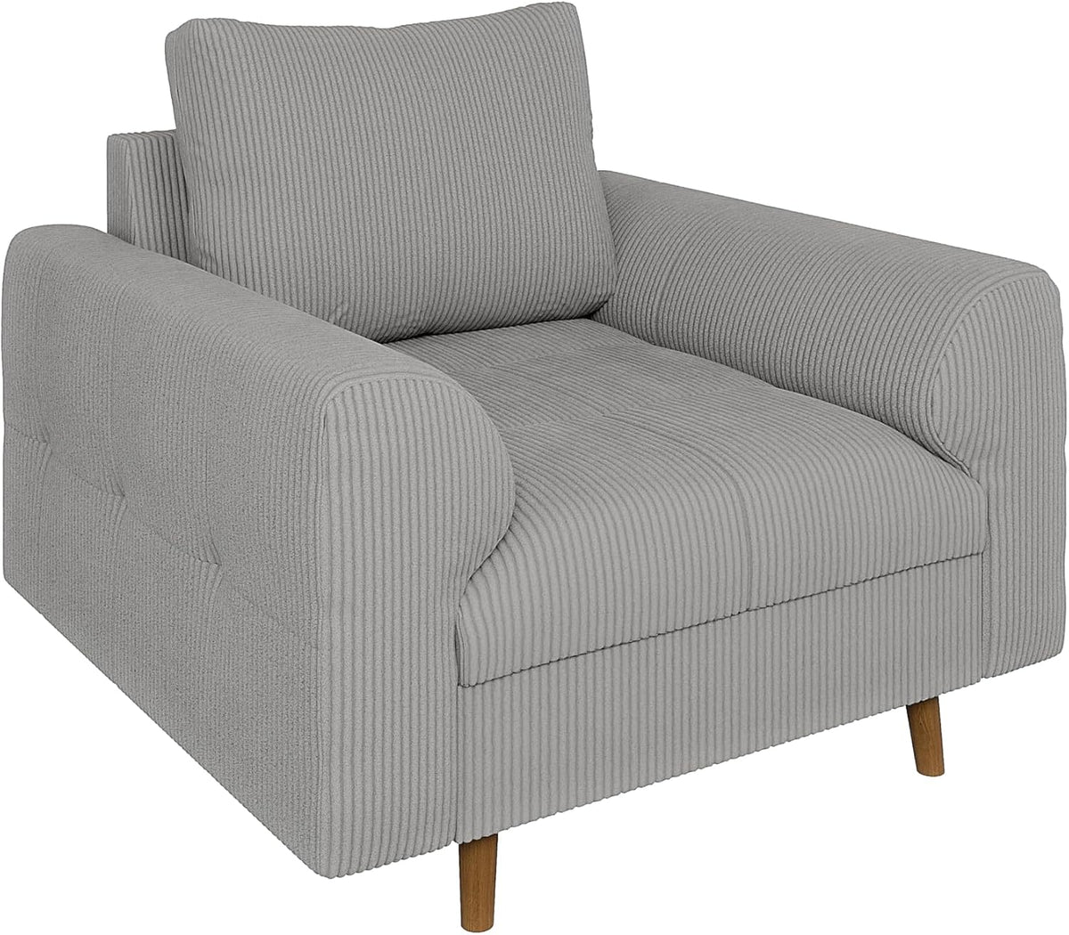 S-Style Möbel Relaxsessel, 97 x 93 x 81 cm, Hellgrau, Sessel Wohnzimmer Armsessel Mit Kissen Lesesessel