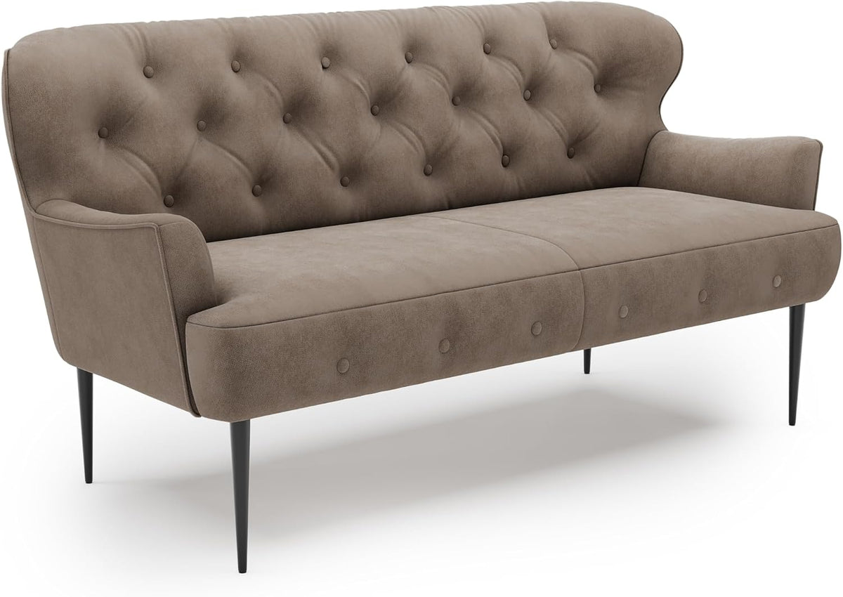 CAVADORE Sitzbank, Hellbraun, 5-Sitzer Küchensofa Amba, Trendige für Küche oder Esszimmer / 173 x 97 x 87 /