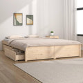 Iiaky Bettrahmen, 200 x 200 cm, Natur, Bett 200x200 mit Stauraum Holz Bett mit Schubladen