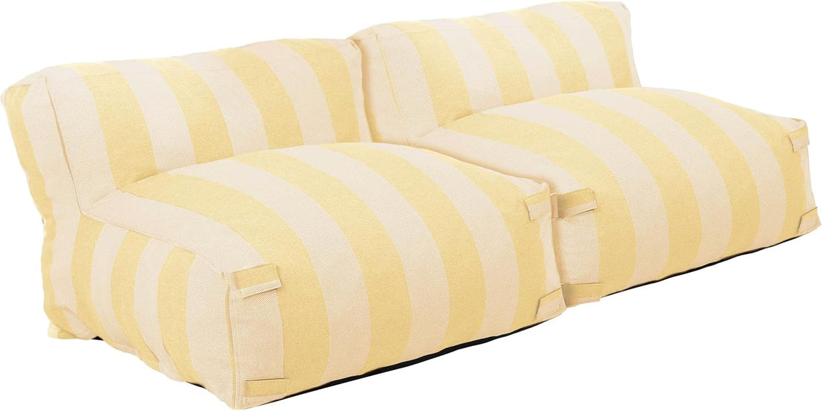 Gartenmöbel-Set Oviala, wasserabweisender Olefin-Stoff (240 g/m²) mit Polyether-Schaumstoff-Füllung (25 kg/m³)., Hellgelb/Weiss