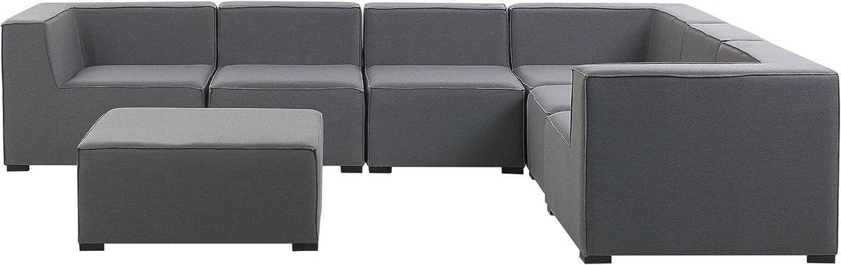 Sofa Beliani, Stoff, Grau, Luxuriöses 7-teiliges Outdoor Lounge Set Polsterbezug
