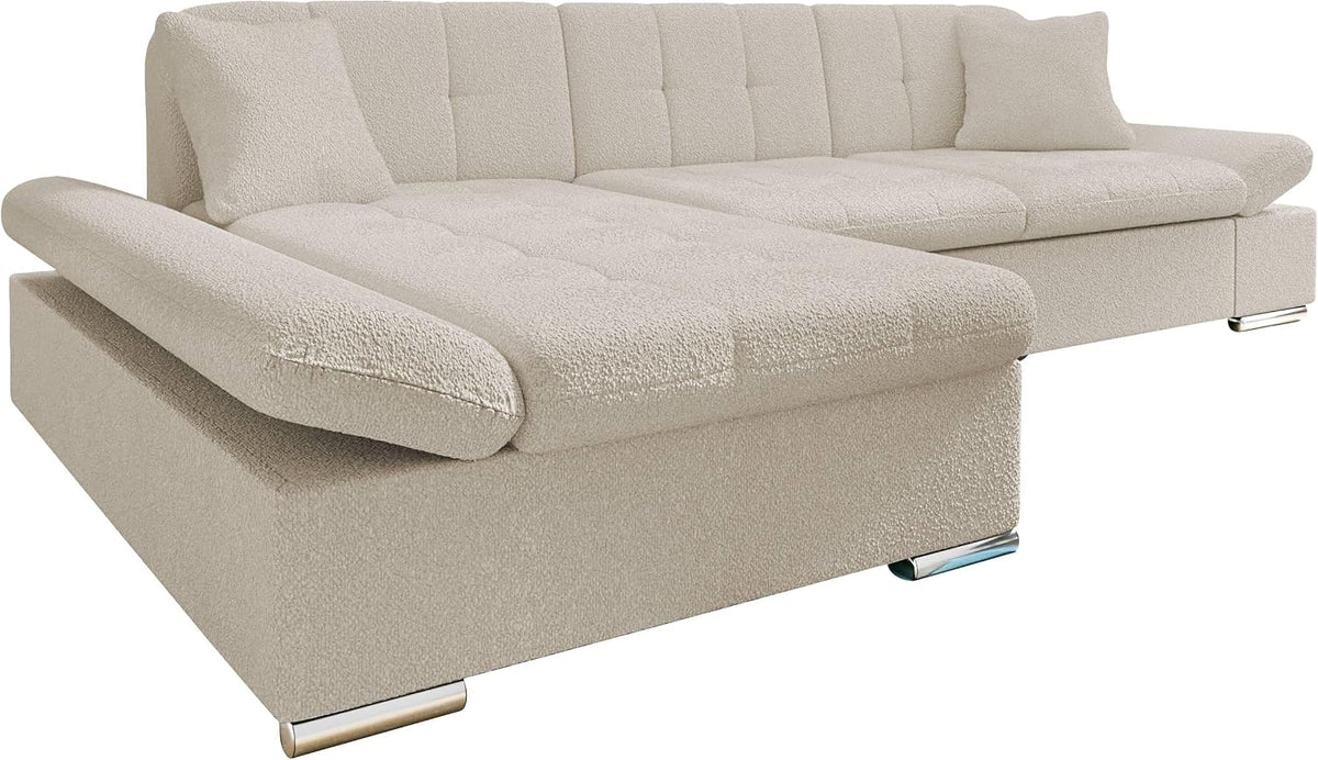 Mirjan24 Sofa, Beige, Ecksofa Malwi Premium mit Regulierbare Armlehnen L-Form vom, Seite: Links)