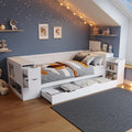 RIAZOS Matratze, 90x200 cm, Weiss, Kinderbett, Einzelbett mit Regalen und Stauschrank, Stauraumbett mit Schubladen