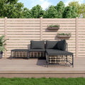 Sofa PUGYNBK, Poly Rattan, pulverbeschichteter Stahl, Textilene, Anthrazit, 3-TLG. Garten-Lounge-Set mit Kissen Poly Rattan