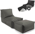 mokebo Monitor, Anthrazit/Schwarz, Sitzsack mit Hocker und Schutzhülle für Kinder & Erwachsene, auch als Liegekissen oder Liege in Anthrazit